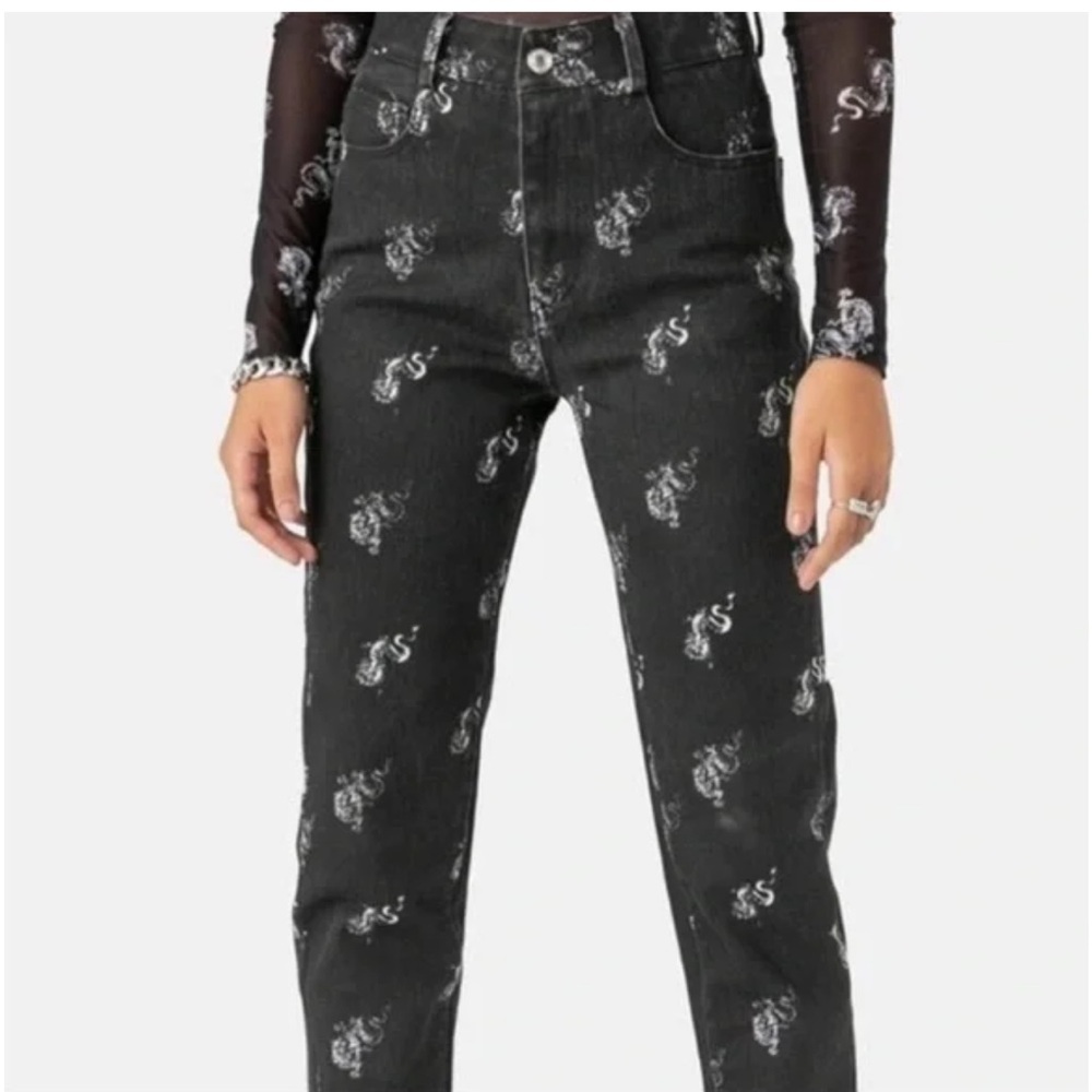 Adika Black Jeans with White Pattern